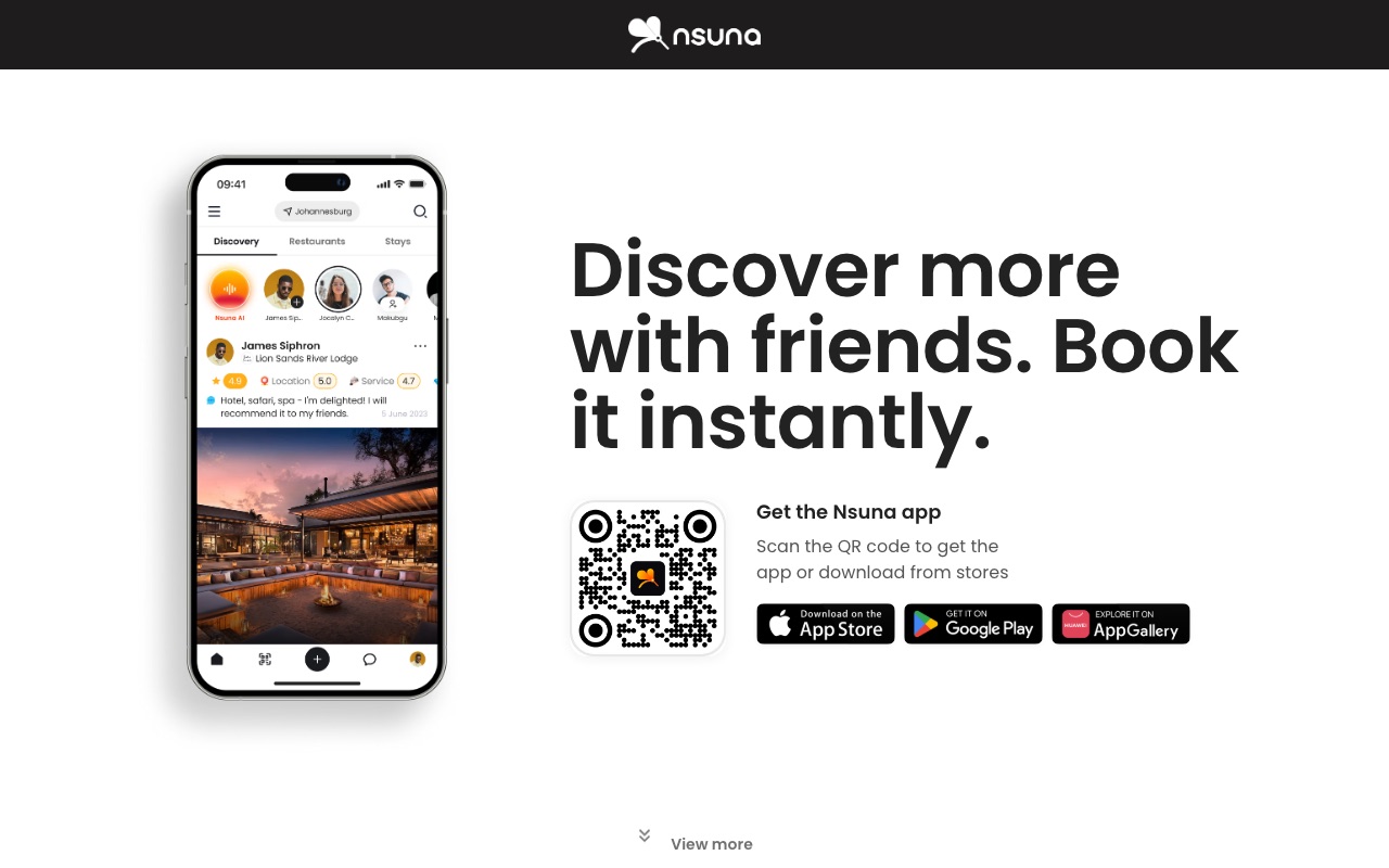 Nsuna hospitality platform website